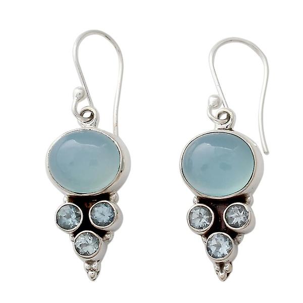 Antique Style Geometry Drop Earrings Light Blue