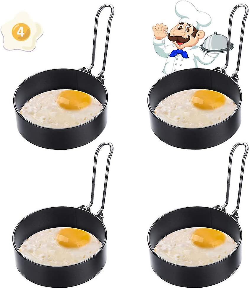 4 Piece Egg Ring, Stainless Steel Fried Egg Ring, Round Non-stick Coated Egg