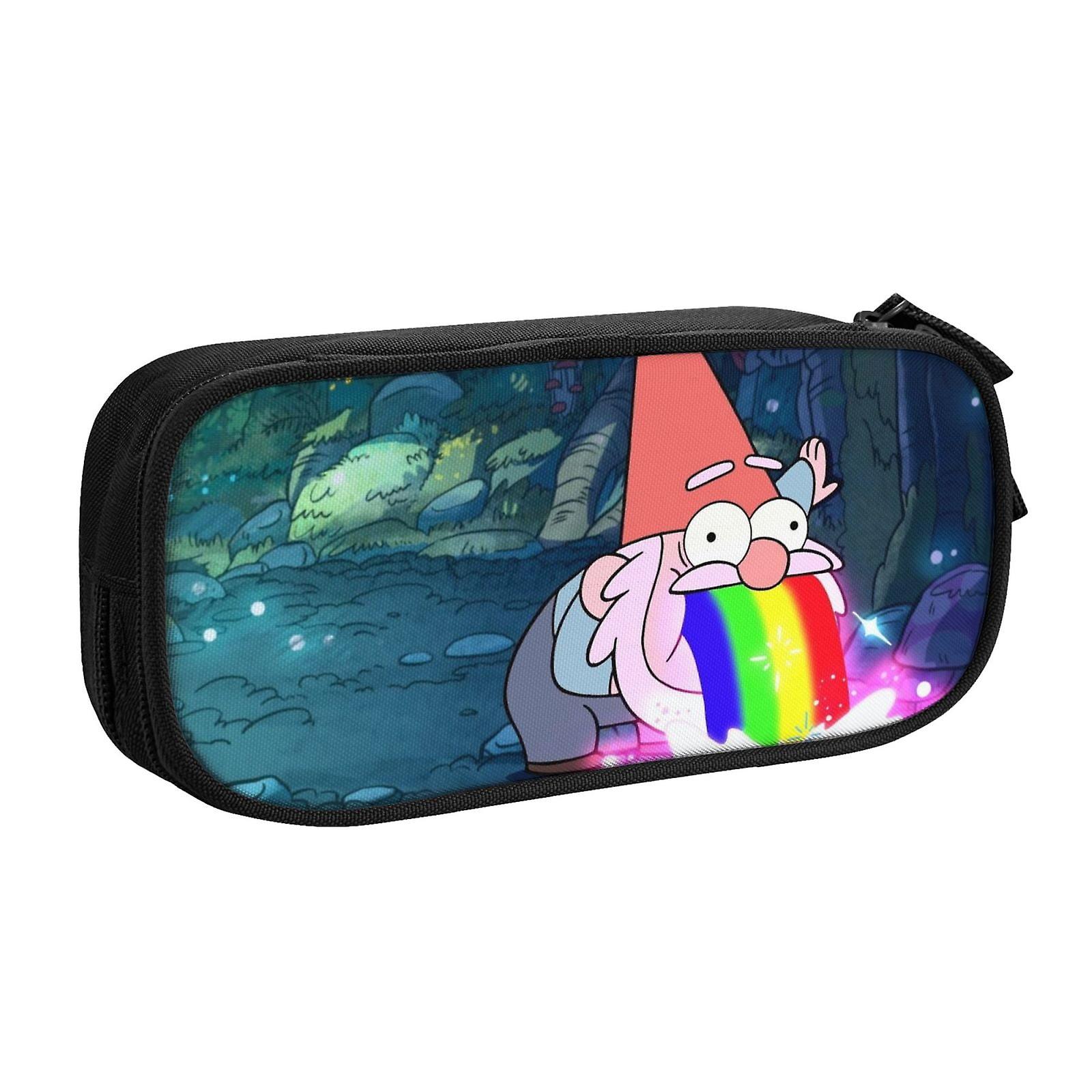 ジッパー付きグラビティフォールズペンシルケース、大容量ペンポーチ大型収納バッグ耐久性ペンボックス、子供用新学期用品ティーン学生男の子Gi