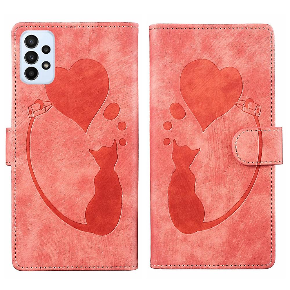 Pen Heart Cat PU Case For Samsung Galaxy A53 5G