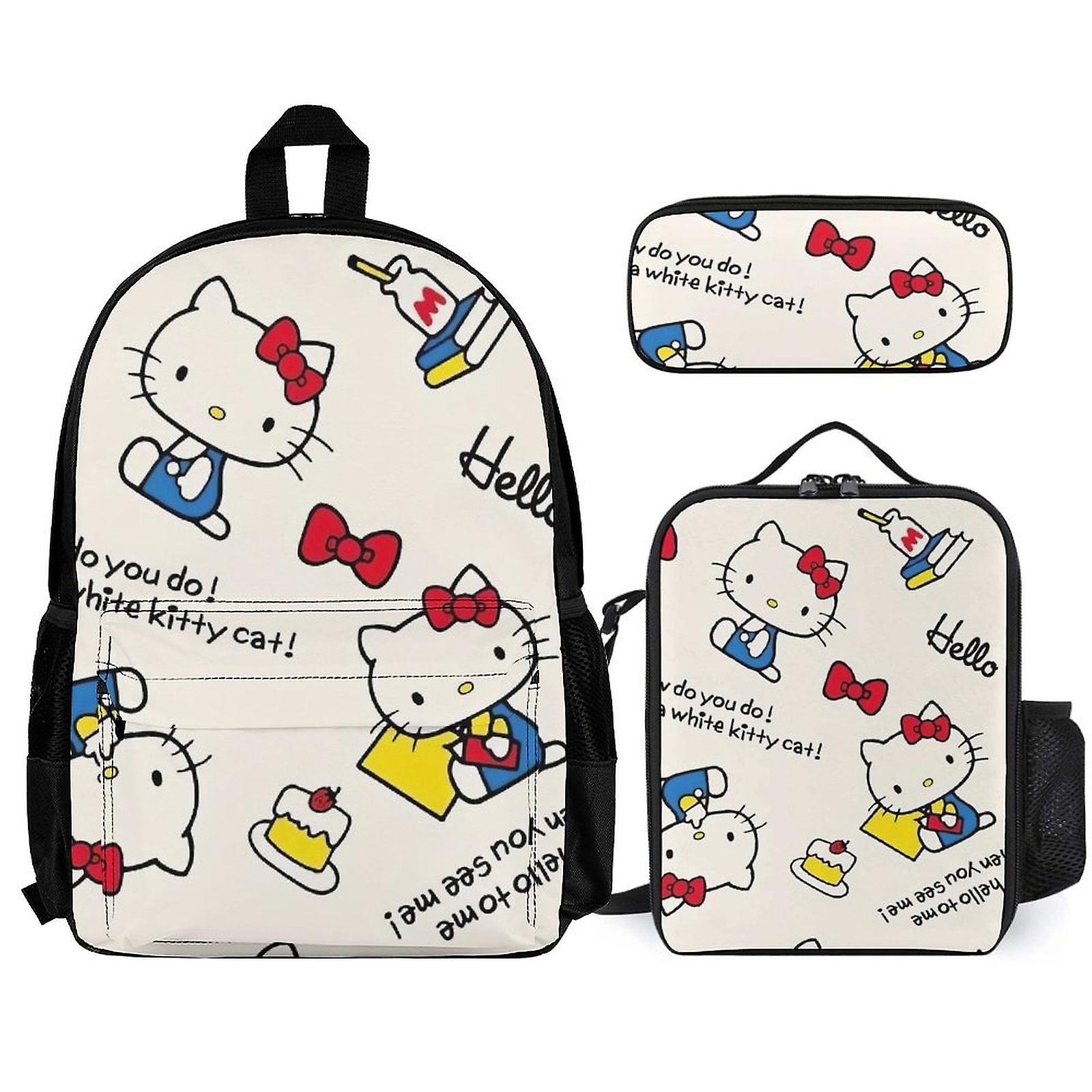 Hello Kitty Backpack Set, Backpack with Lunch Box And Pencil Case