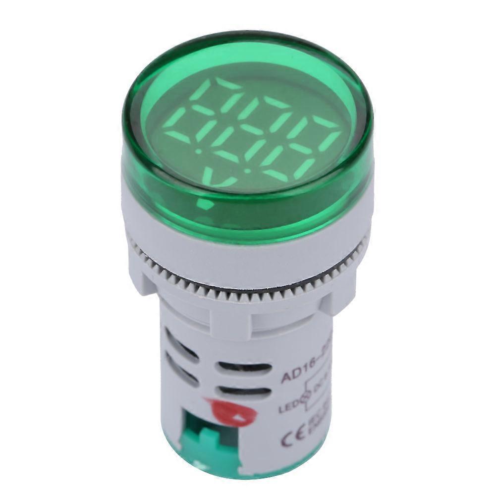 LED voltmeter signallys digitalt display DC spenningsmåler indikator rund lampe tester (grønn)