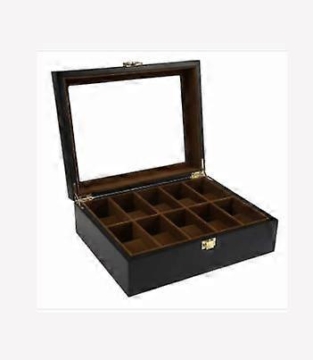 10グリッド木製ウォッチボックスジュエリーディスプレイストレージオーガナイザー
