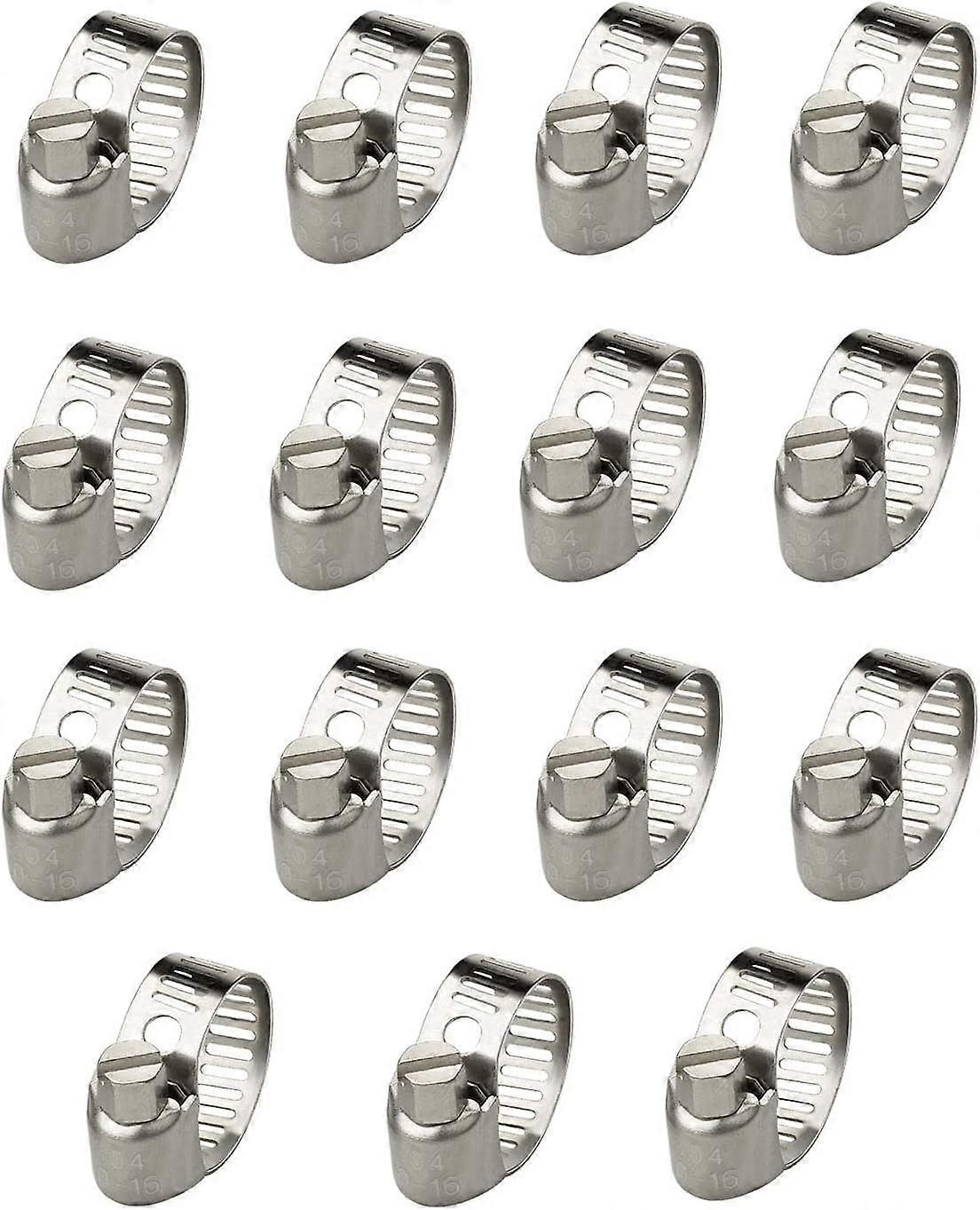 15 Pcs Adjustable Hose Clamp Stainless Steel Hose Clips Adjustable Clamp(10-16mm)