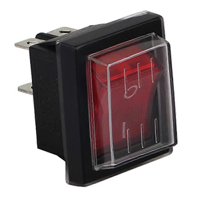 3Pcs Red Light ON/OFF Rocker Switch With Waterproof Cover 16A/250V 20A/125V AC(DPST)