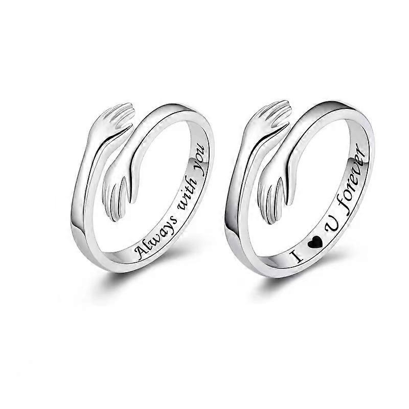 Hug rings with love messages 2-pack Silver Silver