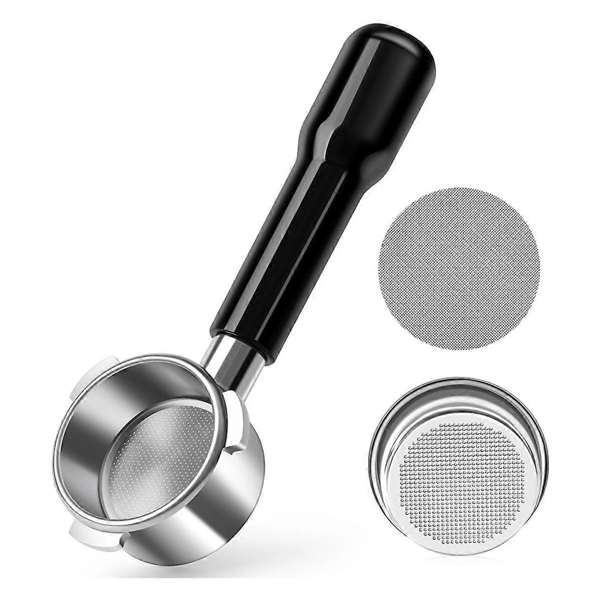 54mm Bottomless Portafilter, Espresso Bottomless Portafilter with Puck Screen and Stainless Steel F