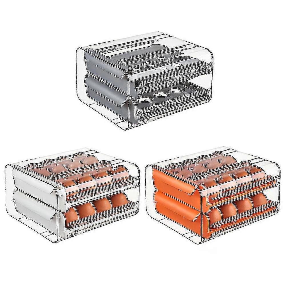 32 Grids Egg Storage Box Refrigerator Egg Organizer 2-layer Kitchen Egg Box Container