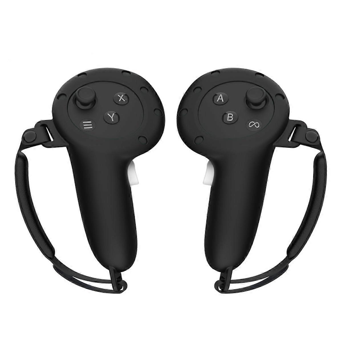 For Oculus Quest 3 VR Protective Cover for VR Touch Controller Silicone with Strap Handle Grip VR Accessories-Black