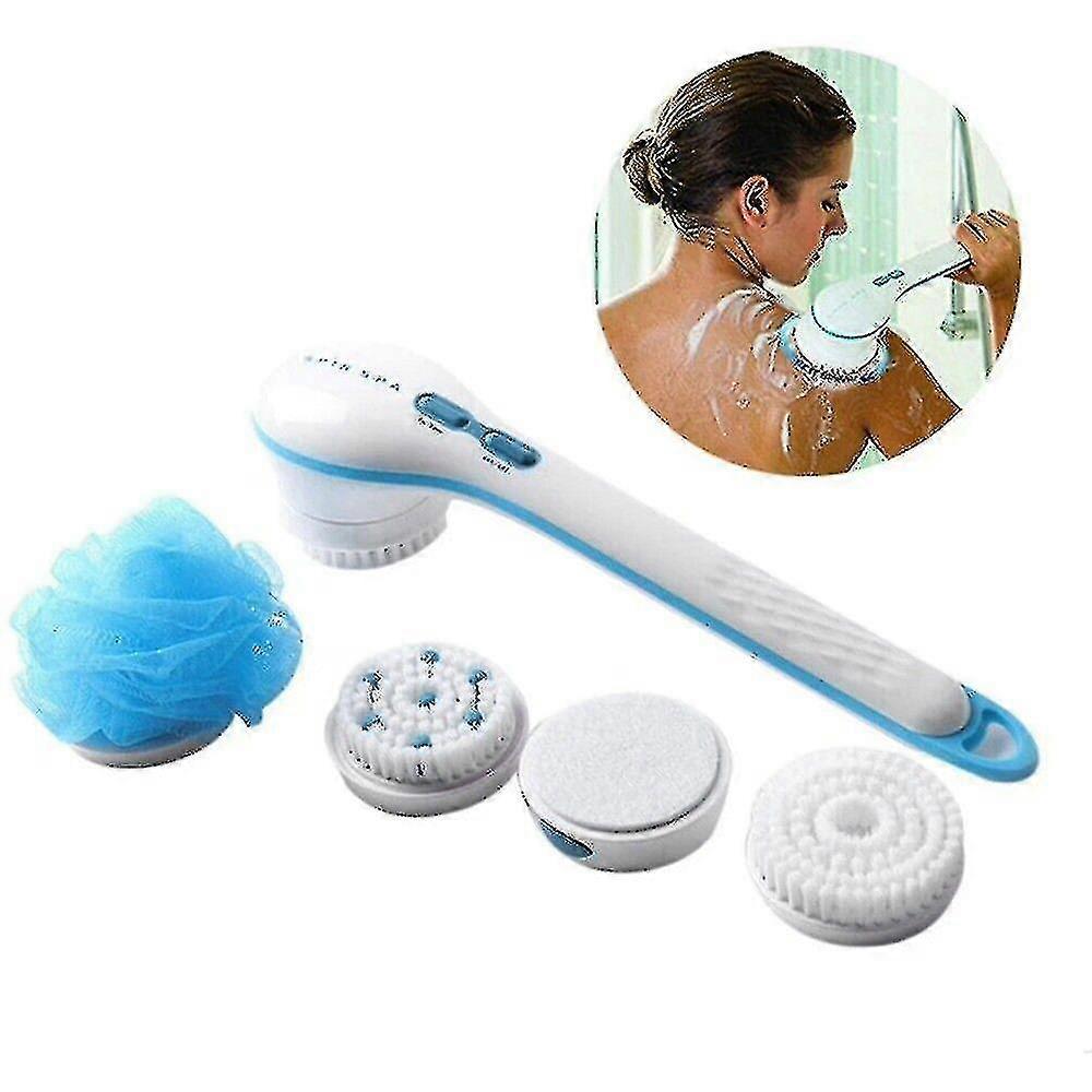 White 5 In 1 Electric Massage Scrubber Cleaning Bath Body Shower Spinning Spa Brush Tw 5In