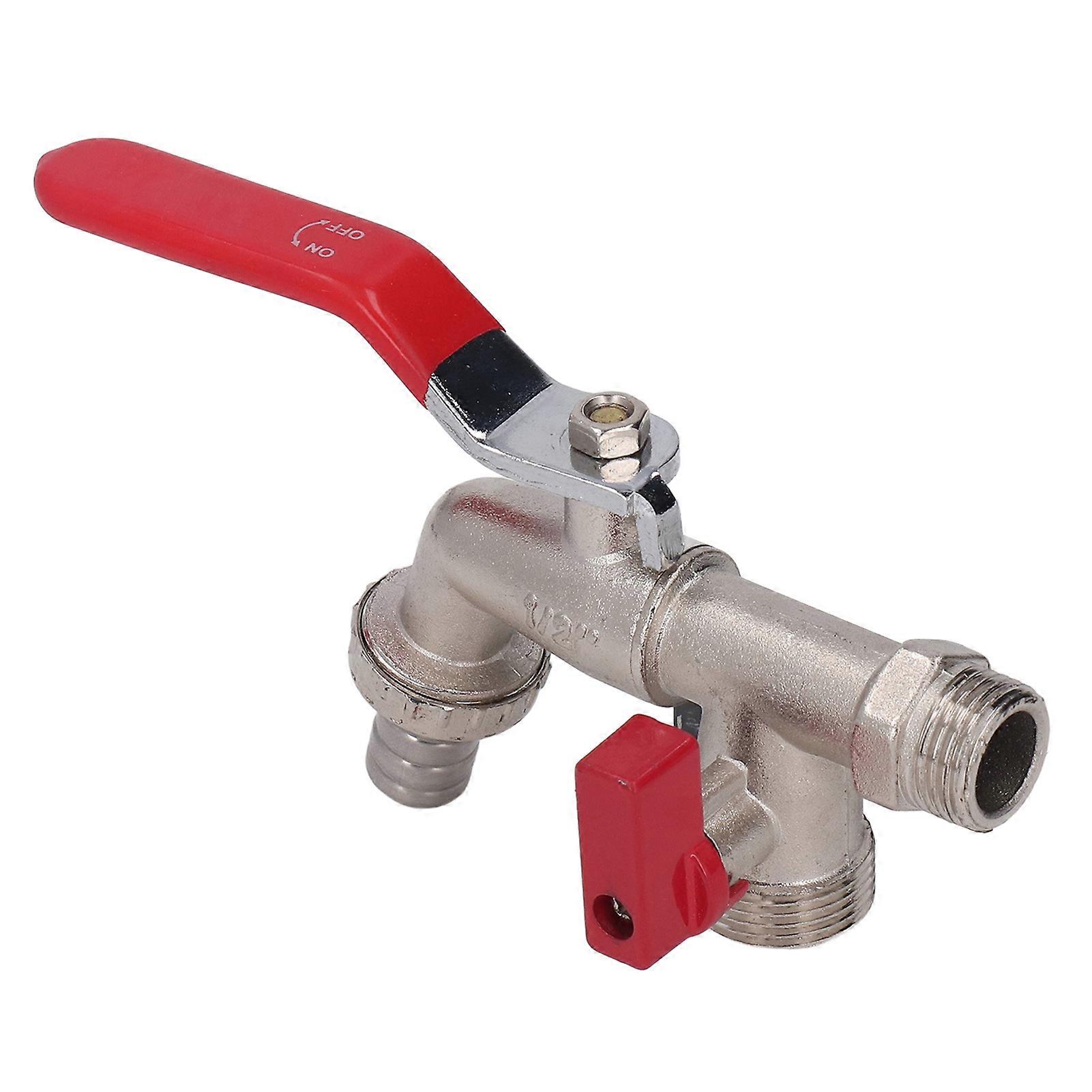Double Valve Faucet 1 In 2 Out Washing Machine Hose Ball Valve Zinc Alloy Garden Accessories
