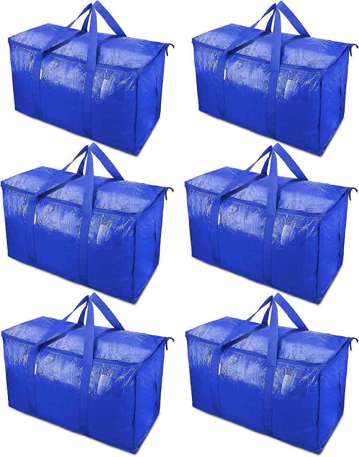 6 Pack Extra Large Moving Bags with Zippers & Carrying Handles,for Space Saving Moving Storage