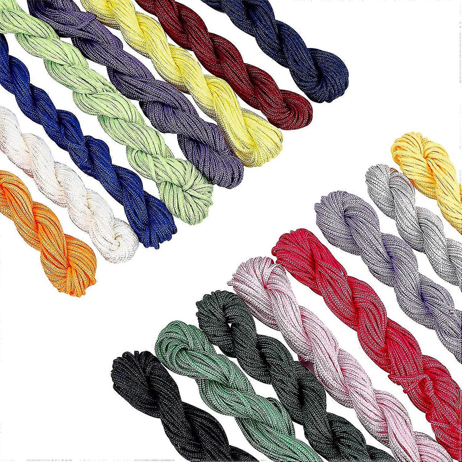 16 Colors Chinese Knotting Cord, 240 Yards 1.5mm Nylon Kumihimo Macrame Cord Thread Tassels String Chinese Knot Fringe String For Friendship Bracelet