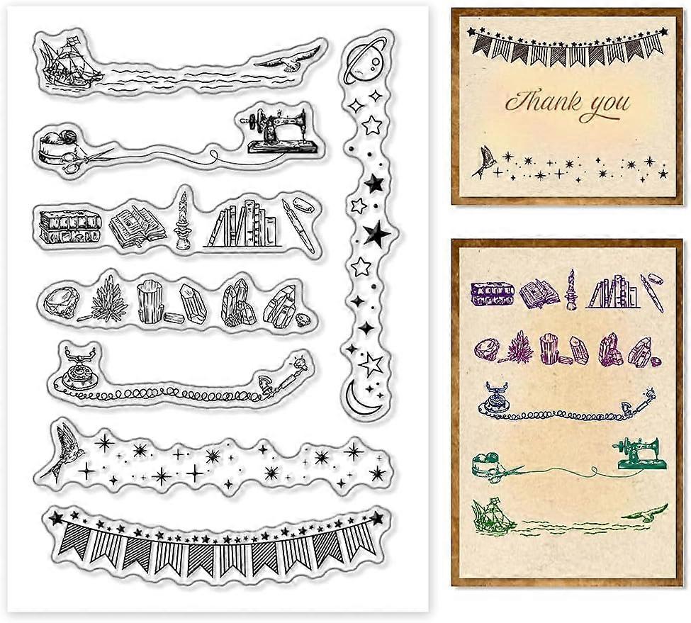 1Sheet Decorative Banner Silicone Clear Stamp Seals