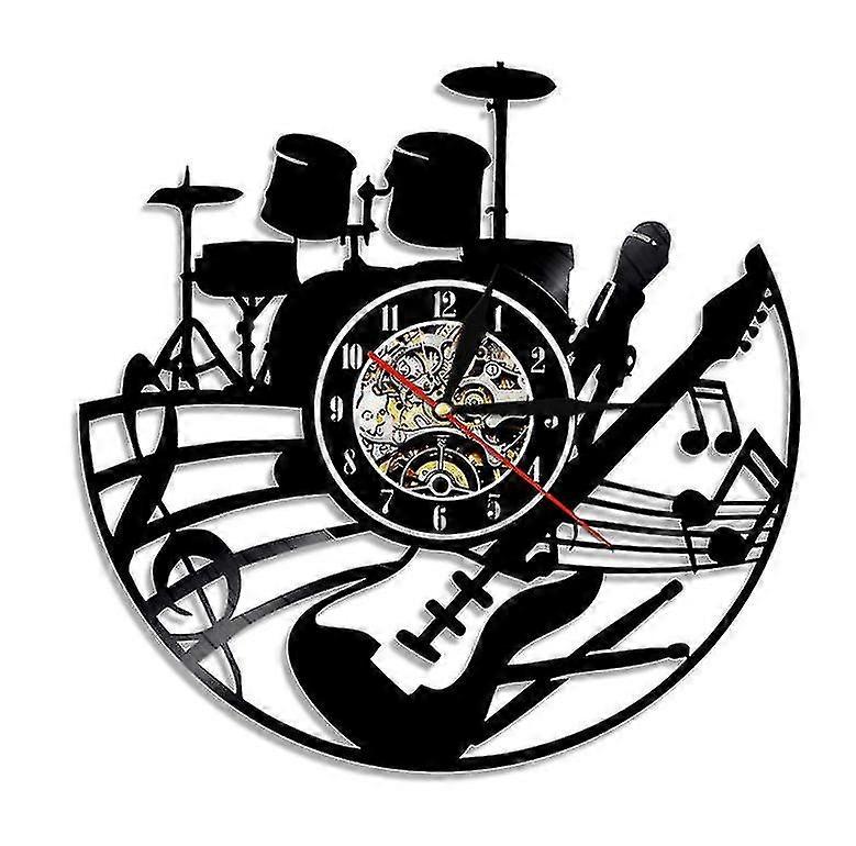drumming instrument vinyl record wall clock