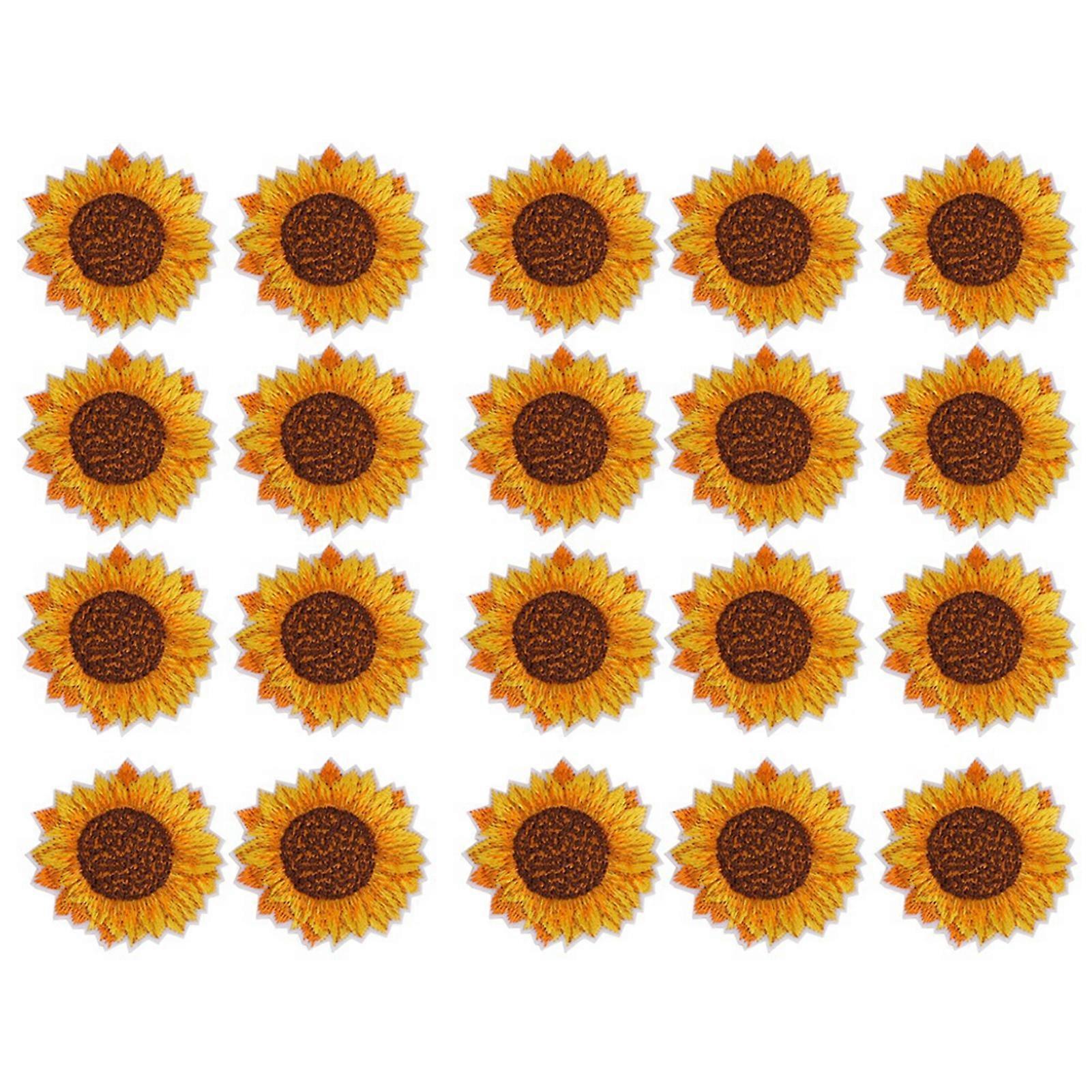 20pcs Sunflower Pattern Sew on Iron on Embroidered Patch DIY Clothes Backpack Applique