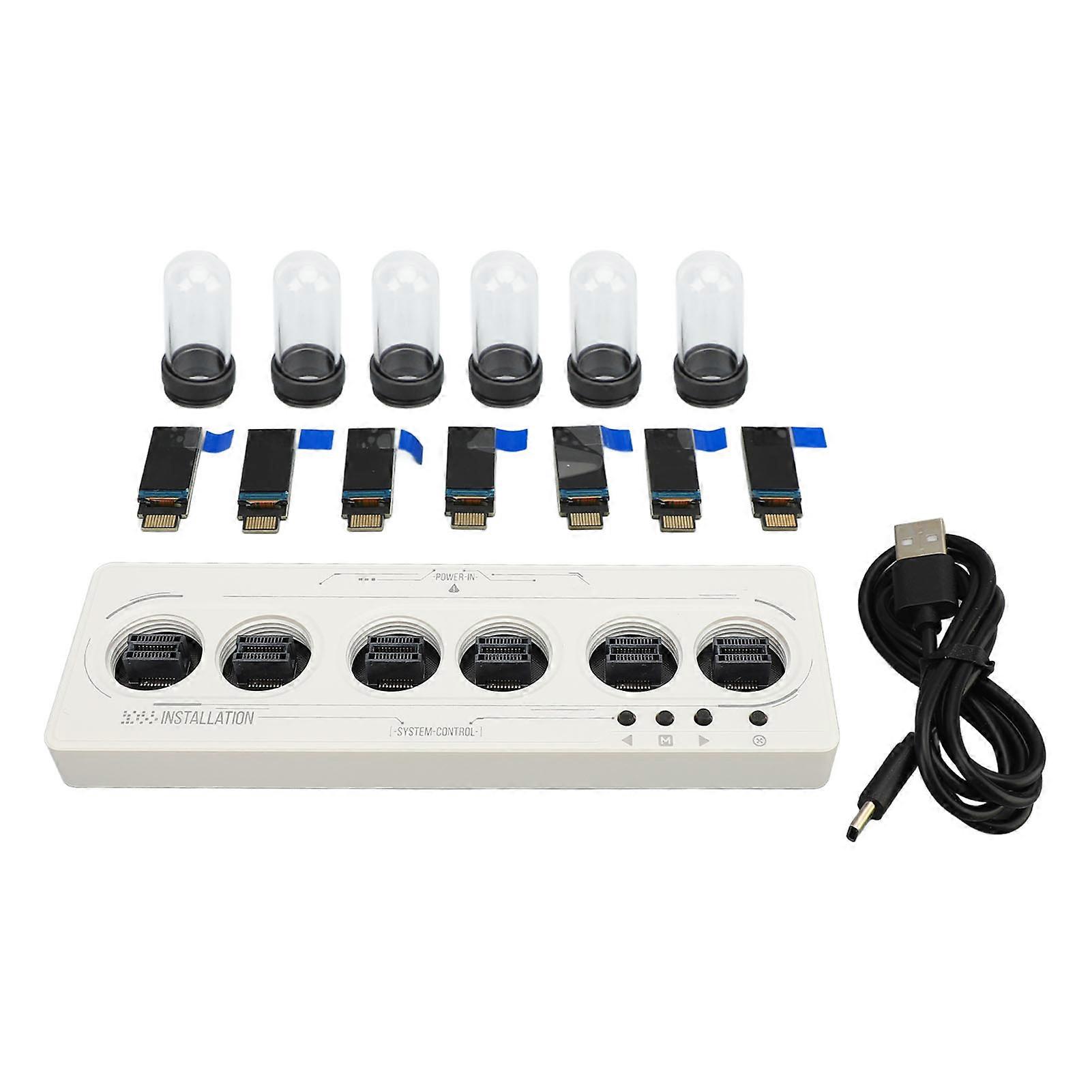 Tube Clock Kit Wireless Control with 6 Bit Mini IPS LCD Screen 12 24 Hours RGB Backlit Desktop Decoration White