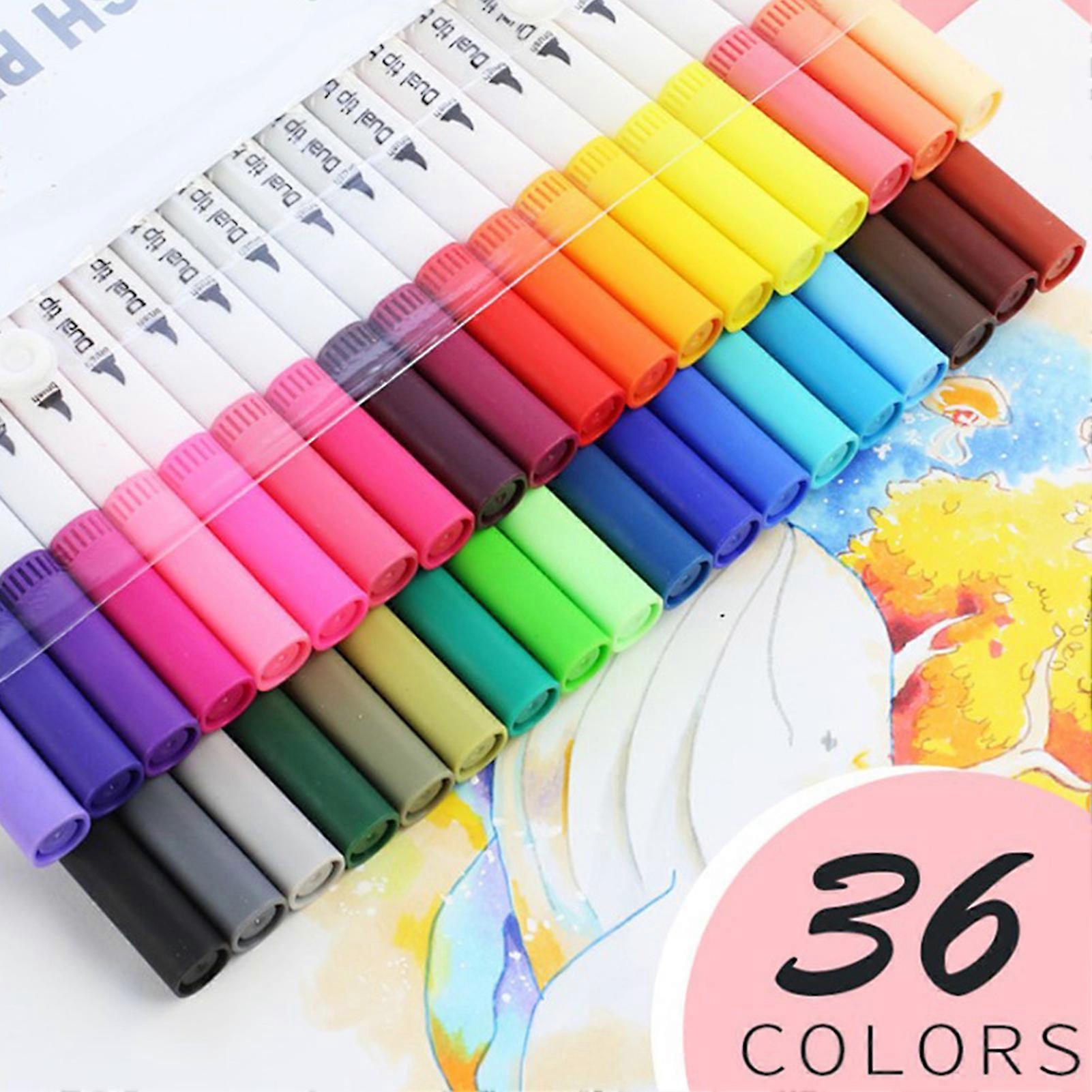 Double-headed Watercolor Pen Kit with Soft-tip & Needle Tip 12/24/36 Color Water-based Painting Pen Set for DIY Craft