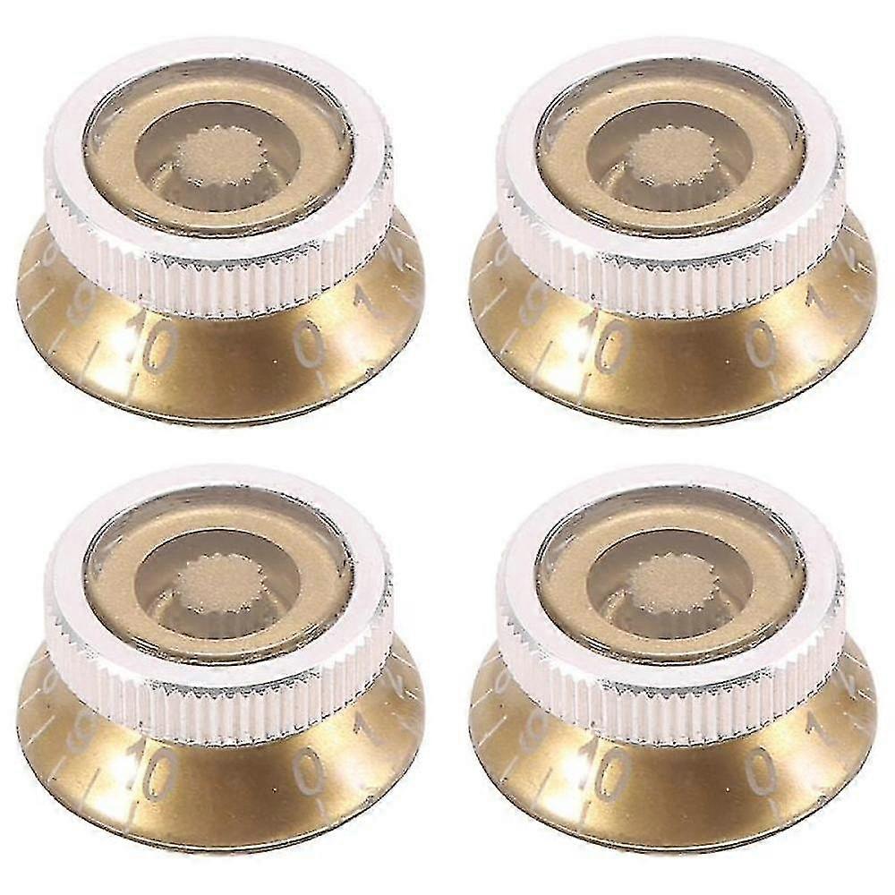 4pcs Guitar Tone And Volume Speed Control Knobs Top Hat Bell,gold
