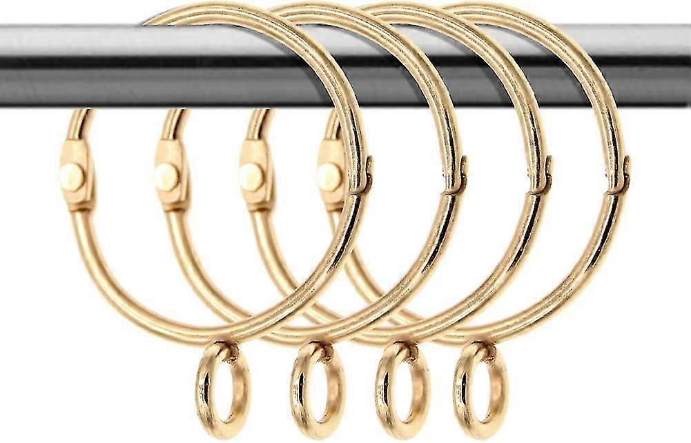 20 Pack Openable Gold Curtain Rings Open And Close Metal Rustproof Drapery Loops With Eyelet For Hook Pins (golden, 1.5 Inch)