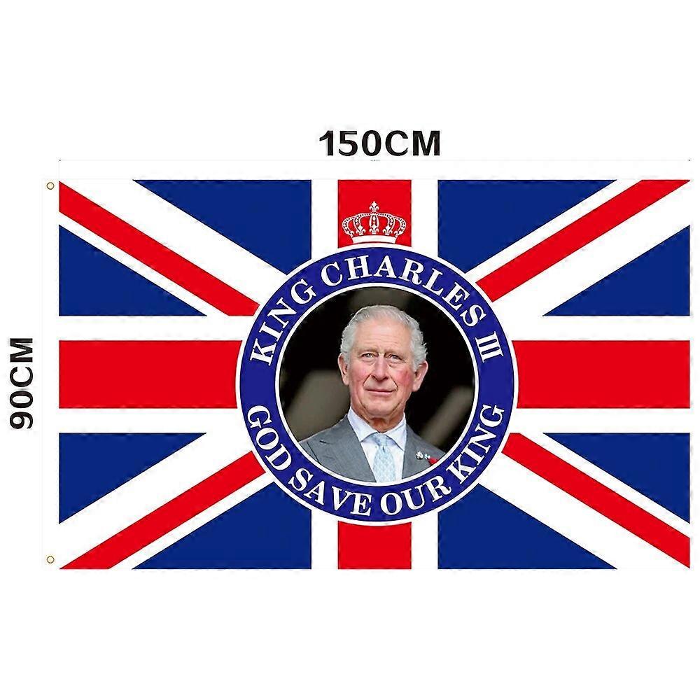 Britisk kong Charles Flagg Gud redde kongen Union Jack Flag hagedekorasjon Storbritannia Kongen Britisk flaggfeiring