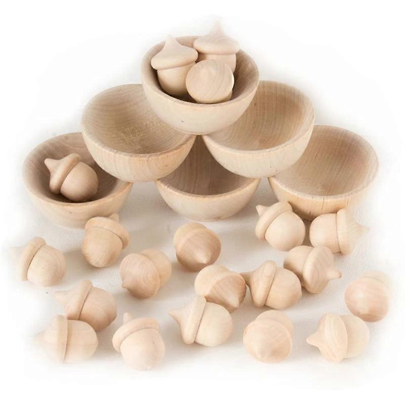 Unfinished Wooden Wooden Acorn Natural Wood Counting and Sorting DCor Handicraft Kit DIY for Painting Art Projects