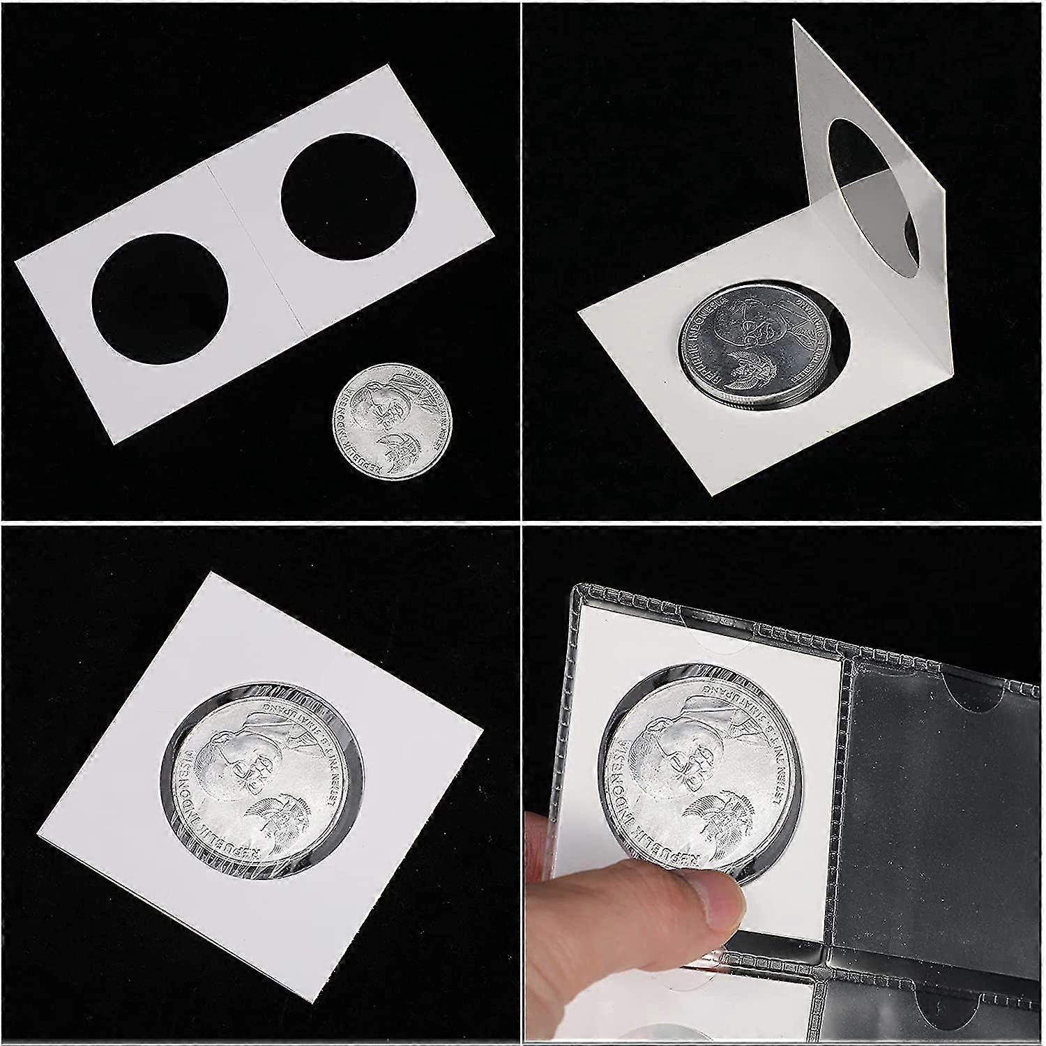 400 Pieces Cardboard Coin Holder Coin Flip Assortment 8 Sizes Coin Flip Holders With 2 Sheets Coin Pocket Pages For Coin Collection