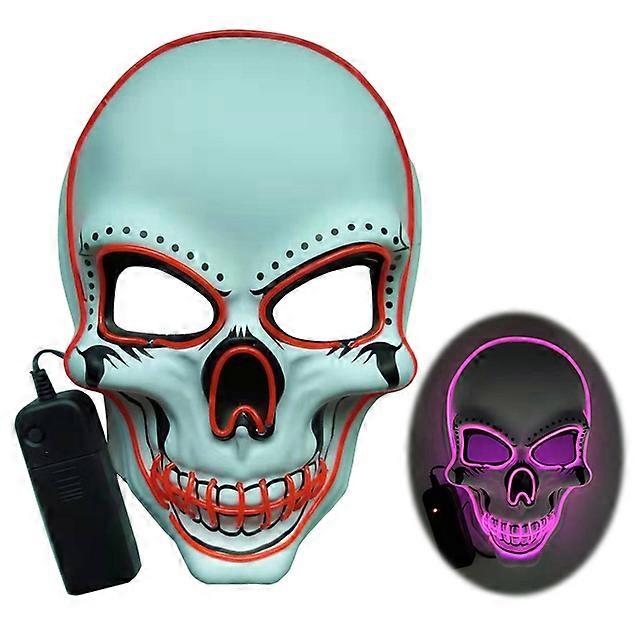 Halloween Skeleton LED Glow Mask Scary Luminous Skull Mask Game Party Cosplay Props Glowing Mask Light Up In The Dark