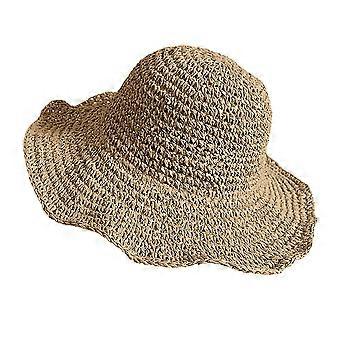 Women's Sunvisor Hat Wide Brim Summer Beach Hat Women's Foldable Travel Straw Hat