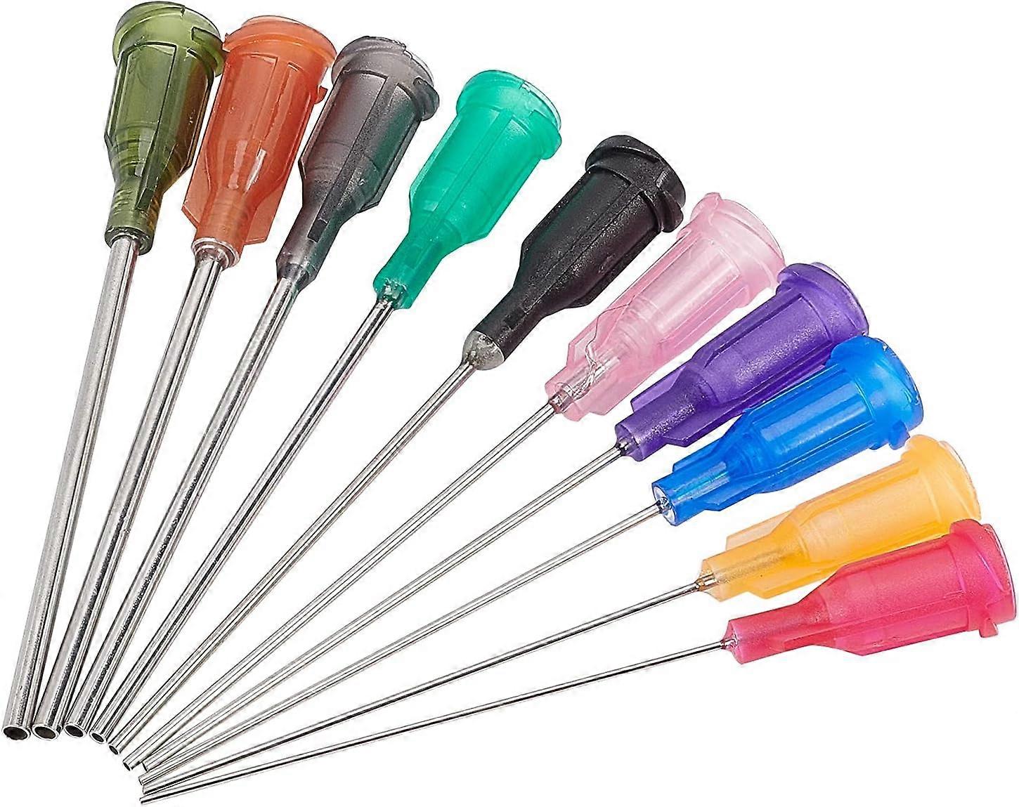 80PCS 10 Different Gauge Blunt Tip Needles Dispensing Needles 55.5x7.5mm with Plastic Cotainer for Refilling E-Liquid Ink and Rhinestones Crafts