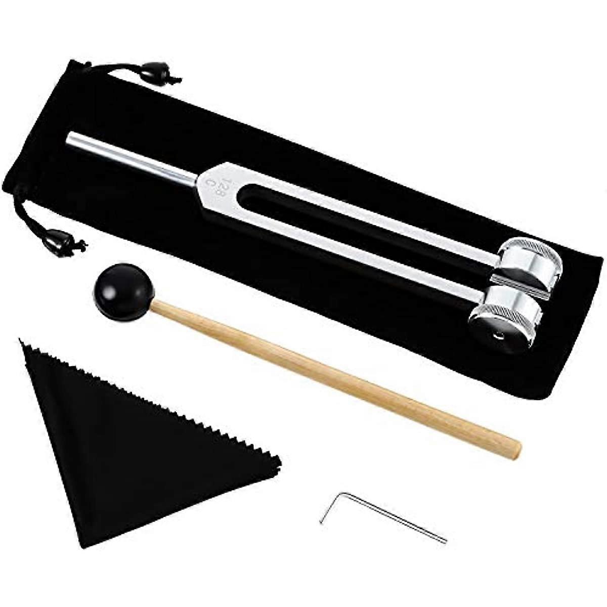 128 Cps Tuning Fork Weight Aluminum Alloy Tuning Fork Offer Accurate Frequency Response with a Silicone Hammer a Repair Tool and a Cleaning Cloth Pac
