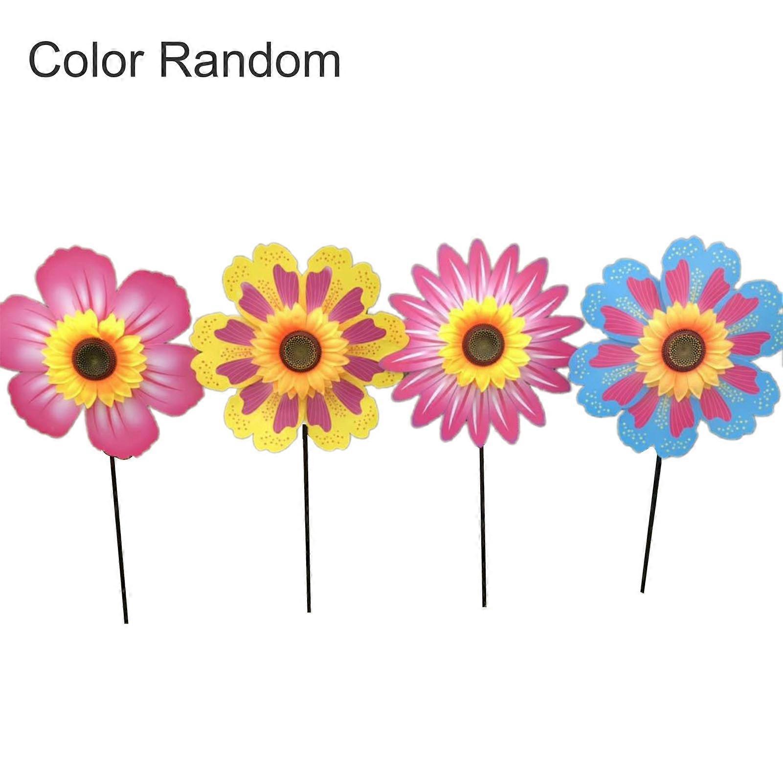Flower Windmill Beautiful Floral Design Single Layer Sunflower Windmill Colorful Wind Spinner for Child