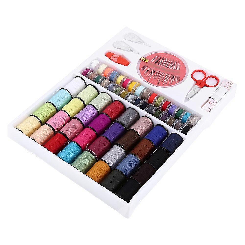 Sewing Kit 64 Reels (32 Small and 32 Large) Measuring Scissors Thimble Thread Needle Set