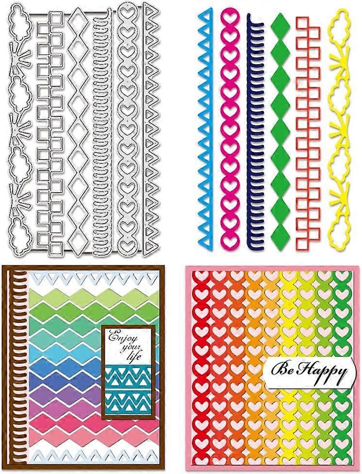 Lace Border Cutting Dies 6 Styles Cloud Heart Diamond Frame Stencils Decorative Embossing Stencils for Scrapbooking Photo Album Greeting Card Making 0