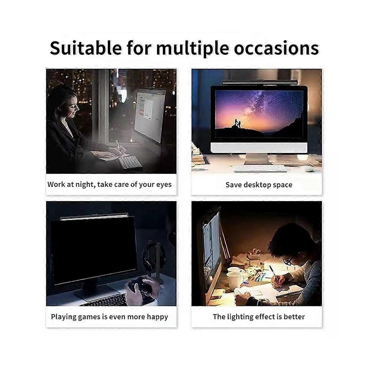 Monitor Light Bar, LED Desk Lamp Dimmable Computer Lamp Eye-Caring Lamp USB Reading Light Backlight