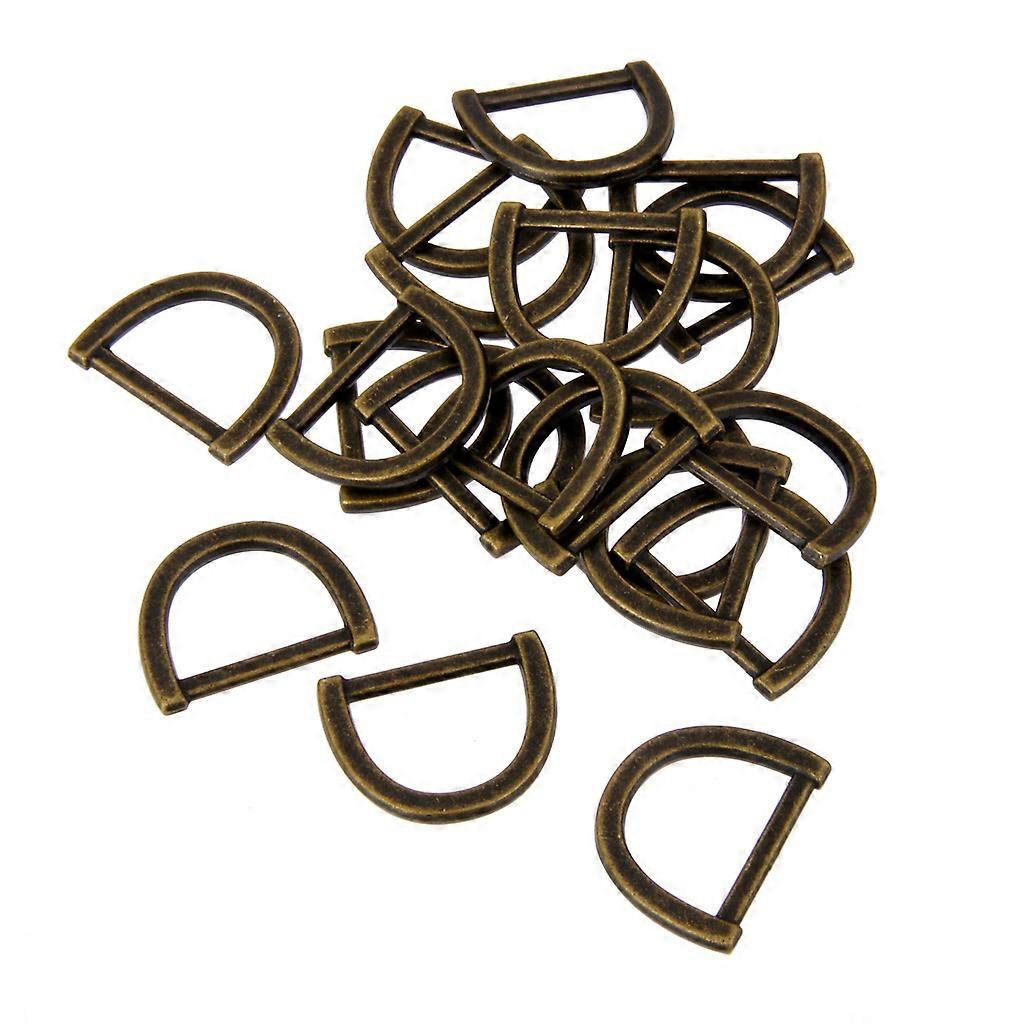 20Pcs Metal D-Ring Buckle Loop Ring for Strap Keeper Bronze