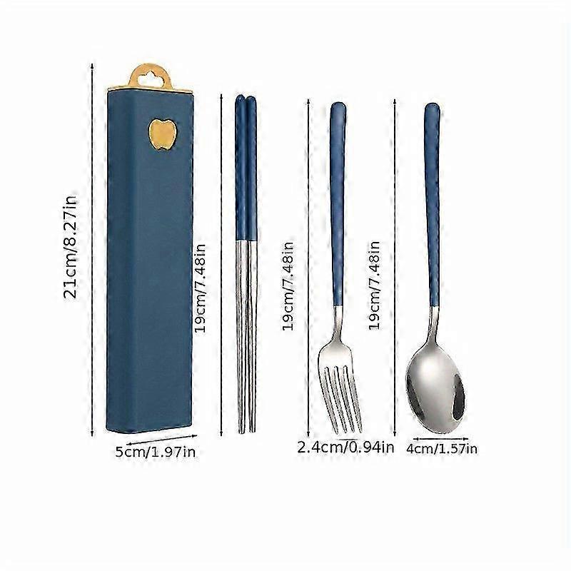 Barsinfi 3pcs/set Μεταλλικά μαχαιροπίρουνα Σαλάτα κουταλιού καφέ Πιρούνι Πόσιμο κουτάλι καφέ από ανοξείδωτο ατσάλι Χαριτωμένα ξυλάκια Μεταλλική σαλάτα Πιρούνι Γεύμα Chopsticks Πλένεται