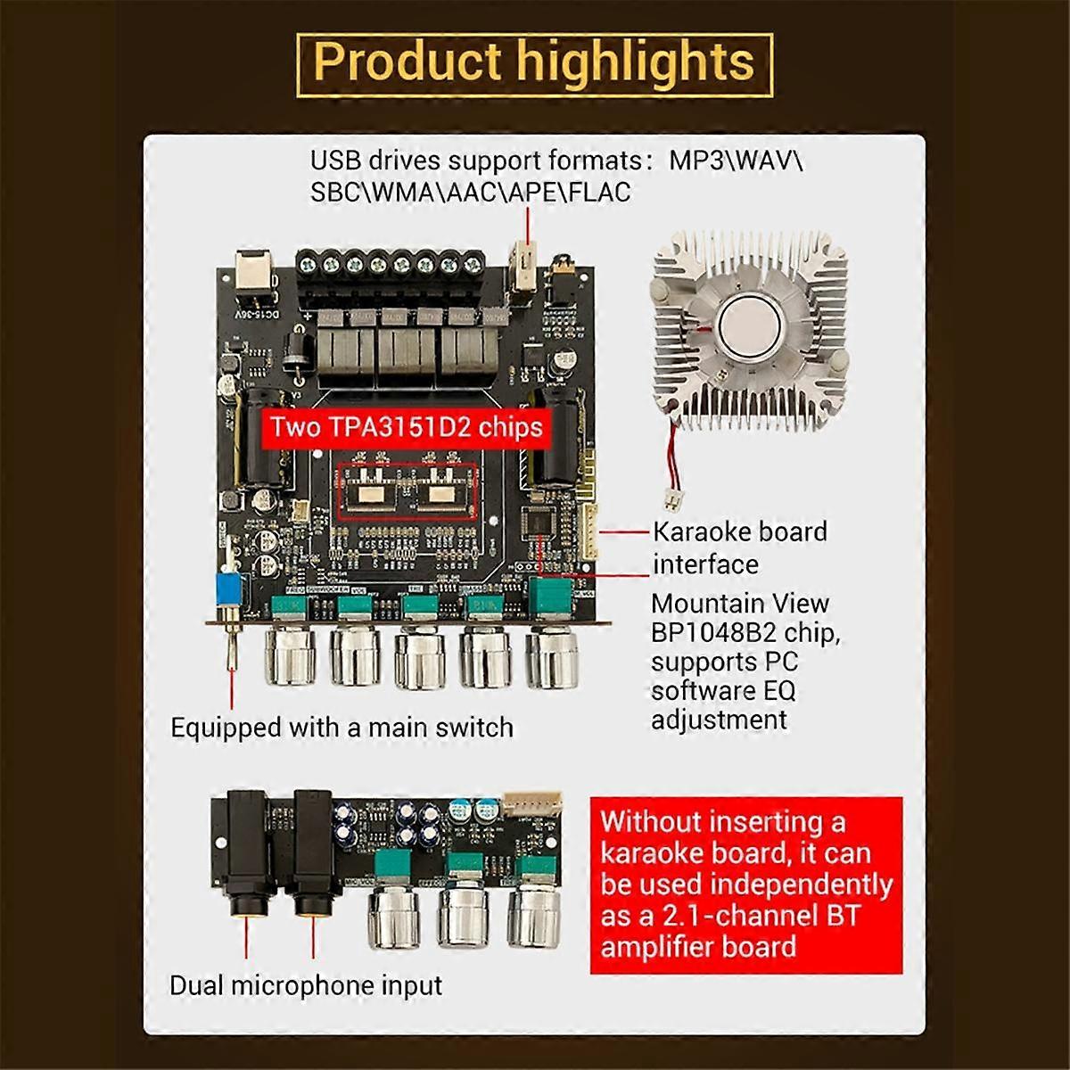 -DAM L1 Bluetooth Power Amplifier Board Stereo 2X220W&350W Bluetooth 5.0 Digital Power Audio Amplif