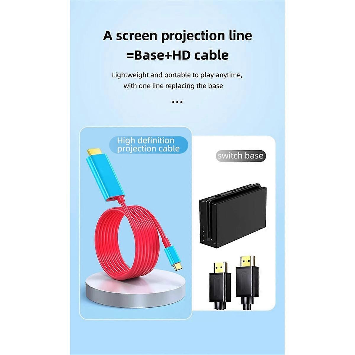 Type C to -Compatible Cable 4K 30Hz USB C to -Compatible Cable with PD60W Power Port for