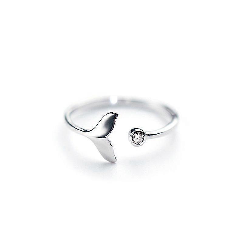 Genuine 925 Sterling Silver Solid Exquisite Whale Tail Plain Band Ring Adjustable Jewelry Gift