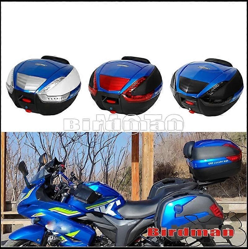 E62 38L Top Cases Luggage Pannier Cargo for Suzuki GSXR 600 750 1000 Bandit V-Strom 650 Blue Cover Reflector Backrest Top Boxes