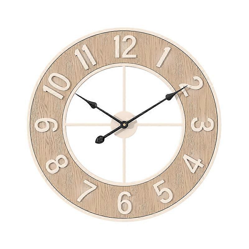 Wall clock-wrought iron decorative clock wood grain clock face for home decoration