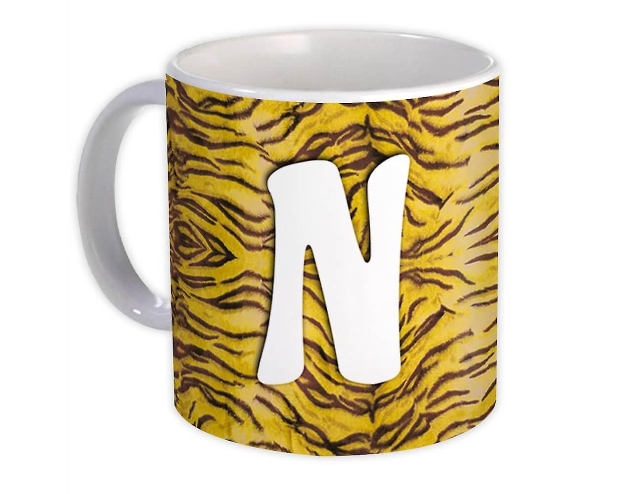 Geschenkbecher: Monogramm Buchstabe N Tiger