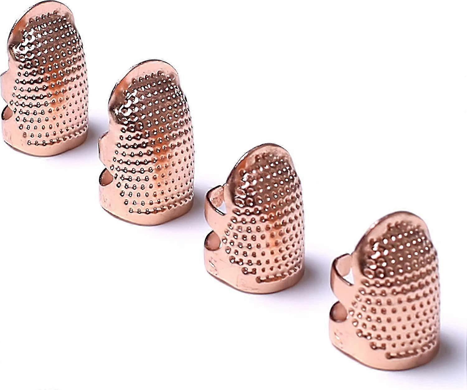 4pcs Sewing Thimbles, Metallic Rose Gold Sewing Thimbles Finger Protector, Two Sizes 4pcs-CE