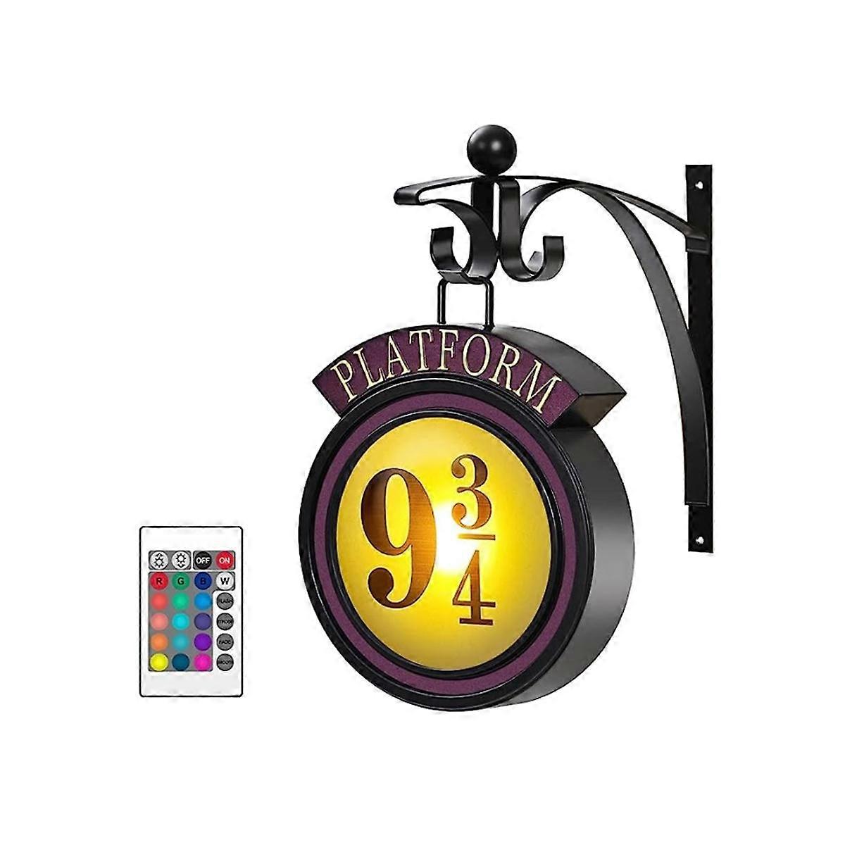 منصة 9 3/4 ضوء الليل مع جهاز التحكم عن بعد 16 الألوان شنقا غرفة ديكور مصباح الجدار 9 علامة الديكور أضواء الجدار