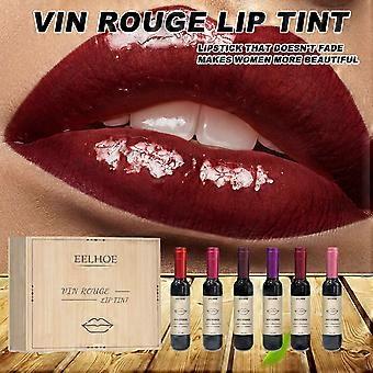 Rouge Lvres Liquide au Vin 6 Couleurs, Brillant Lvres Hydratant Longue Dure, Ensemble de Teintes Lvres Impermables au Vin, Rouge Lvres Liquide Mat