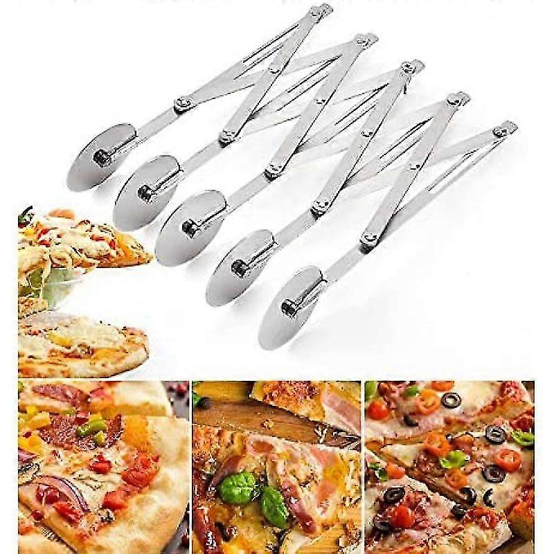 Dough Cutter, Stainless Steel, 5 Wheels Adjustable Cake Divider