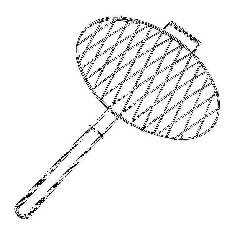 Stainless Steel Grill Net With Foldable, Round And Long Handle