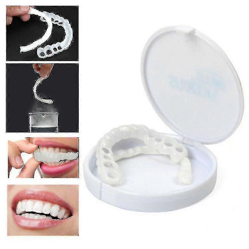 Snap On False Teeth Upper + Lower Dental Veneers Dentures Tooth Cover Set A