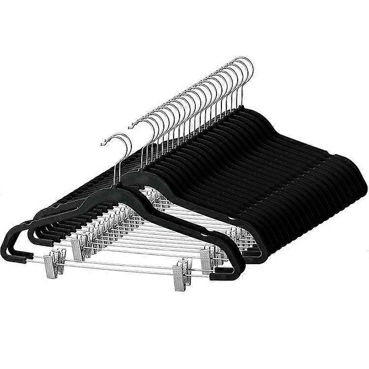 10pcs Pants Hangers Velvet Trousers Hangers with Clips Space Saving Clothes Hangers